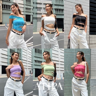 Atipashop - JADEN CROP เสื้อครอป ครอป ทรงปาดไหล่ เว้าเอว ดีเ…