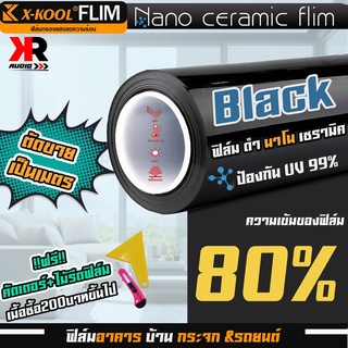 ฟิล์มAlpha Nano Ceramic ดำ 80% นาโนเซรามิค ฟิล์มกรองแสง ติดอาคาร บ้าน ประตู กระจก กันแสง กันความร้อน แบ่งขายเป็นเมตร