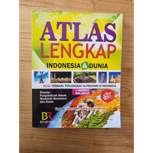 Atlas ขนาดใหญ่ที่สมบูรณ์ของอินโดนีเซีย & the World 31x24 cm2 Full Color