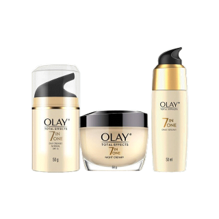 OLAY โอเลย์ Total Effects 7in1 เดย์ครีม 50g + ไนท์ครีม 50g + เซรั่มลดริ้วรอย 50ml|Day Cream + Night Cream + Serum