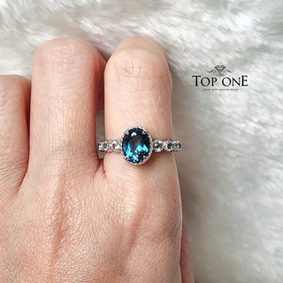 Top1Jewelry แหวนพลอยแท้ London Blue Topaz โกเมน Green Apatite