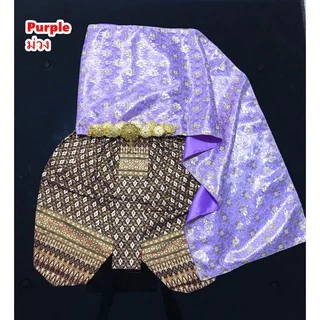 ชุดสไบลูกไม้เด็ก เย็บประกบลูกไม้สีทอง FV13