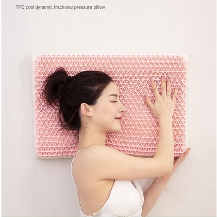 TPE Pectin หมอนยางพารา Zero Pressure Cooling Gel หมอนความยืดหยุ่นสูง Orthopedic Correction คอปวดนวด 