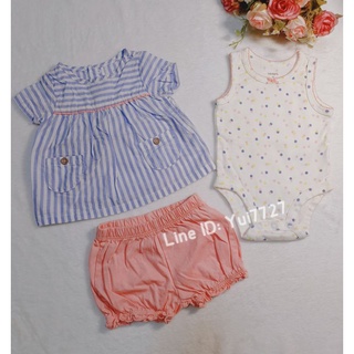 ชุดเซ็ต Carters 3 ชิ้น บอดี้สูท+เดรส+กางเกง (0-3m)