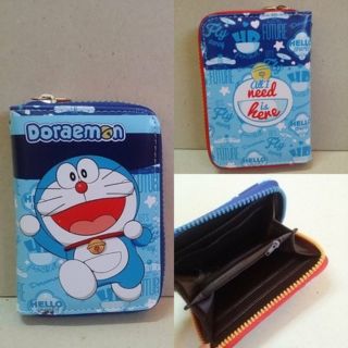 กระเป๋าสตางค์หนัง สำหรับใส่นามบัตร ใส่เหรียญ ได้ค่ะ ลาย โดเรม่อน (Doraemon) ขนาด 3.5x5 นิ้ว