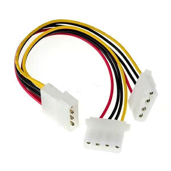 20 ซม. 4 Pin IDE Molex แหล่งจ่ายไฟ Y Splitter 1 ชาย 2 หญิงสายต่อ