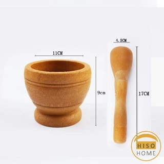 ครกขนาดเล็ก แบบพกพา ครกพลาสติกลายไม้ Manual garlic grinder