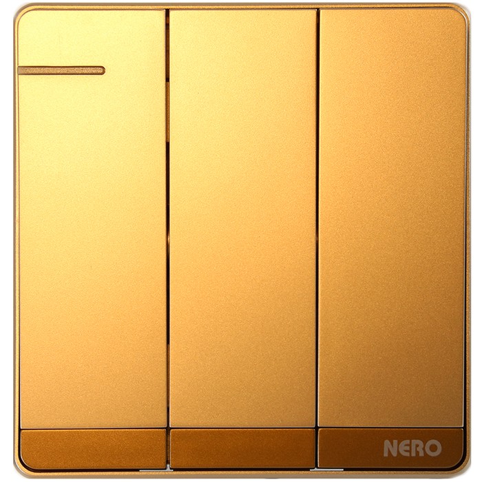 NERO DECORA GOLD Triple Fluorescent Switch 3 Gang 1 Way Type Q7161-G