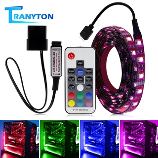 Sata อินเตอร์เฟส Rgb Led Strip Light 60 Leds / M ไดโอด Full Kit พร้อมตัวควบคุม Rf ไร้สายสําหรับ Pc Case 0 . 5 M 1 M 2m