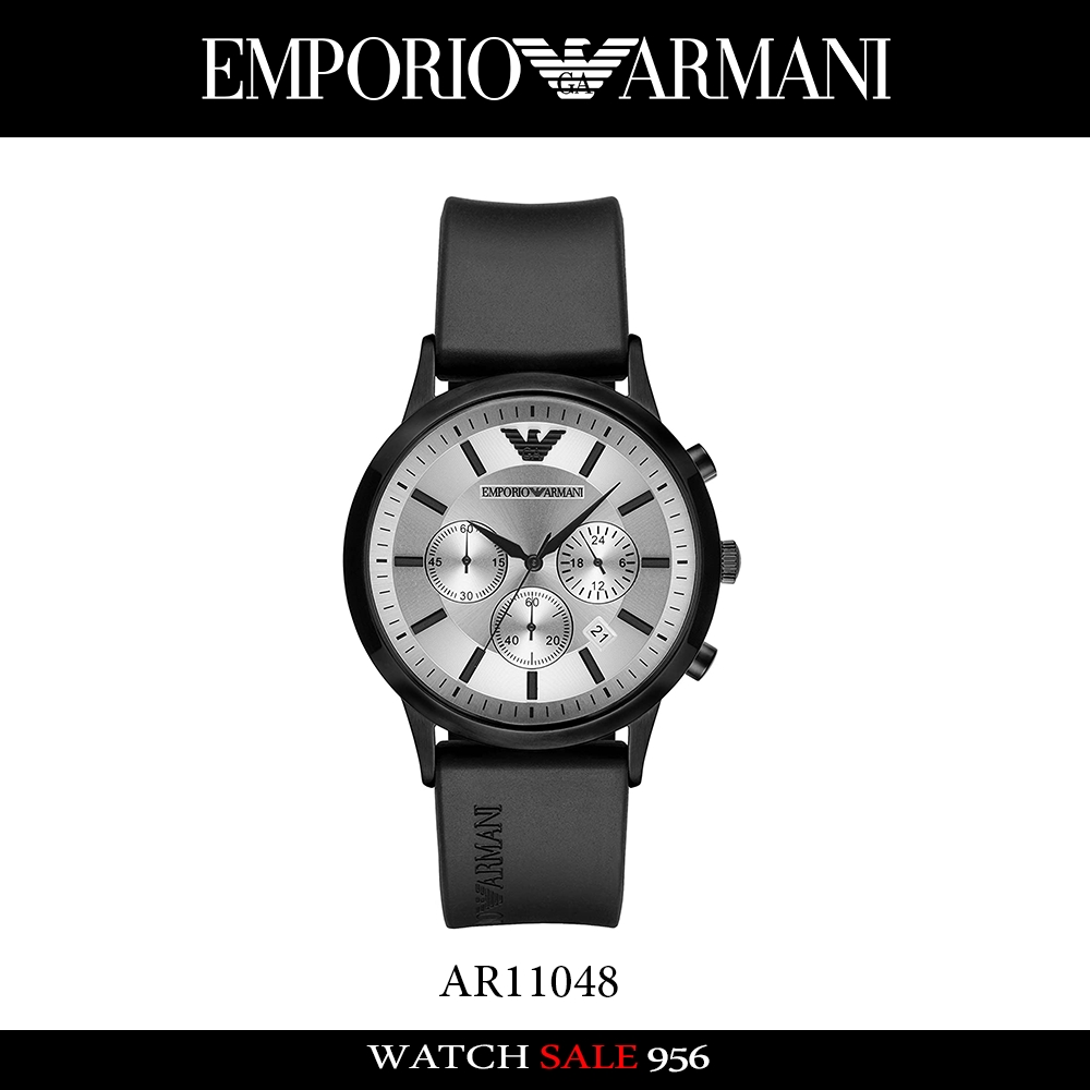 Emporio Armani Classic Silver Dial Black นาฬิกาข้อมือผู้ชาย รุ่น AR11048