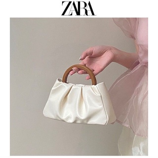 Zara2022 ใหม่ กระเป๋าถือ กระเป๋าสะพายไหล่ ขนาดเล็ก แต่งจับจีบ ลายก้อนเมฆ สําหรับสตรี