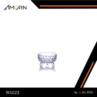 JJGLASS - (AMORN ) W102 - โถแก้วเล็ก ลายคริสตัล เจียระไน มีไม่ฝาปิด เหมาะสำหรับใส่ขนม หรือ สิ่งของต่างๆ