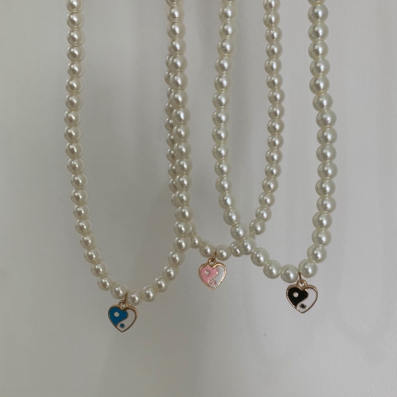 Yin To My Yang Heart Pearl Necklace