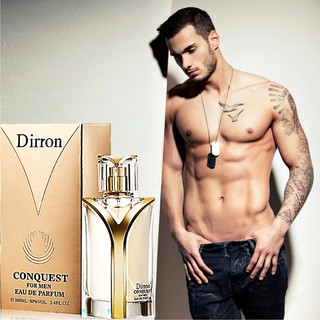 Dirron Conquest For Men EAU DE Parfum 100ml. น้ำหอมผู้ชายกลิ่นไฮโซนุ่มลึกอบอุ่นผสานความเซ็กซี่น่าค้นหาสำหรับหนุ่มโสด