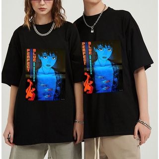 T-shirt  เสื้อยืดแขนสั้น คอกลม ผ้าฝ้าย 100% พิมพ์ลายอนิเมะ Satoshi Kon 1997 สีฟ้า สําหรับผู้ชายS-5XL