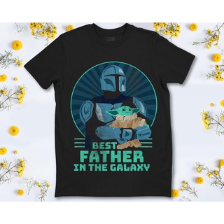 เสื้อยืดคอกลมเสื้อยืด พิมพ์ลาย Star Wars The Mandalorian &amp; Grogu Best Fathers Day สําหรับผู้ชายS-4XL