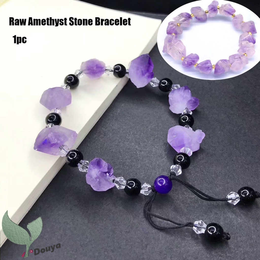 สร้อยข้อมือมาคราเม่คริสตัลอเมทิสต์ แบบธรรมชาติ สามารถปรับได้ บรรเทาความเครียด สําหรับผู้ชาย และผู้หญิง