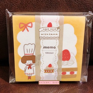 กระดาษโน้ต Memo mizutama Japan คอลเลกชั่น Cake Shop แบบ Shortcake สีส้ม ขนาด 7.5 x 7.5 ซม. มี 100 แผ่น