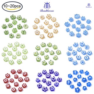 Beadthoven ลูกปัดดอกไม้แก้ว 5~7X5~7X2~3 มม. หลุม: 1 มม. 20 ชิ้น