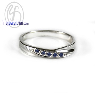 Finejewelthai-แหวนไพลิน-ไพลินแท้-แหวนเงินแท้-พลอยประจำเดือนเกิด-Blue-Sapphire-Silver-Ring-Birthstone-R1245bl