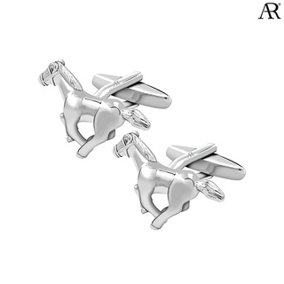 ANGELINO RUFOLO Cufflink(คัฟลิงค์) ดีไซน์ Horse กระดุมข้อมือคัฟลิ้งโรเดียมคุณภาพเยี่ยม สีเงิน