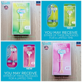 Gillette® Venus® Extra Smooth 5 Blades 1 Razor 2 Cartridges ยิลเลตต์วีนัส ชุดมีดโกน สำหรับผู้หญิง