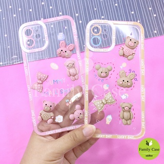 Oppo A5/A9 2020/A15/A16/A31/A53/A74 4g/A74 5g เคสมือถือนิ่มใสกันกล้อง ซิลิโคน TPU ติดการ์ตูนหมีกระต่ายนูน