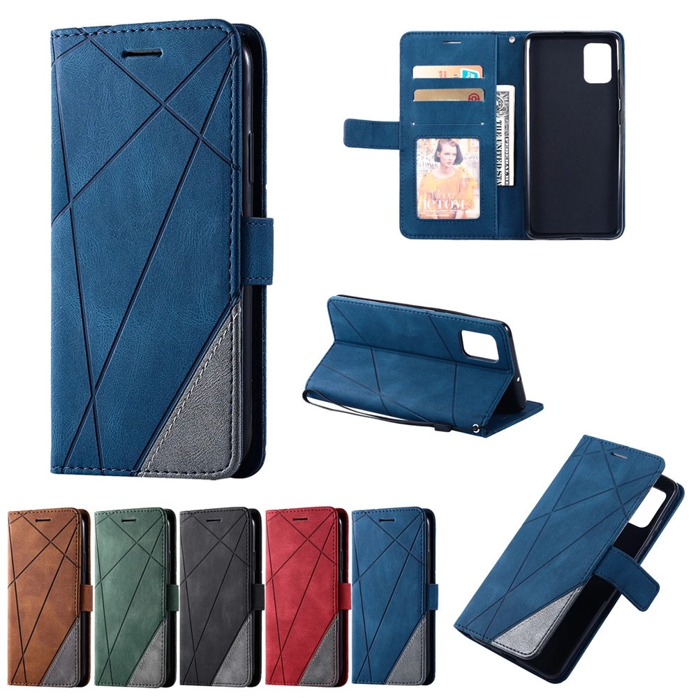 เคสซัมซุง Case for Samsung Galaxy A07 A17 A27 A57 A37 A06 A16 A26 A36 A56 A35 A55 A12 A22 M22 M32 A32 A42 A52 A52s 5G A72 A30s A50 A50s เคสโทรศัพท์หนัง TPU นิ่ม ฝาพับ พร้อมช่องใส่บัตร Splice Leather Case Flip Cover Wallet With Card Slots Strap FGPJ