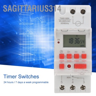 Sagittarius314 Tm919Bk 85~265V Ac 30A สวิตช์ตั้งเวลาดิจิทัล หน้าจอ Lcd 7 วัน