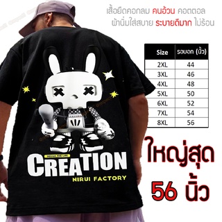 เสื้อไซส์ใหญ่ พิเศษ!!! เสื้อยืด คนอ้วน คอกลม เนื้อนุ่ม ใส่สบาย คอตตอน ใหญ่สุด 56นิ้ว ลายCreation ลายคมชัด ใหญ่มาก