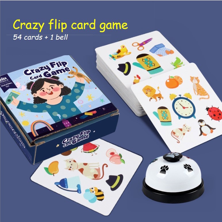 🌈Crazy flip card game การ์ดเกมส์ 54 ใบ พร้อมกระดิ่ง เกมส์สำหรับครอบครัว