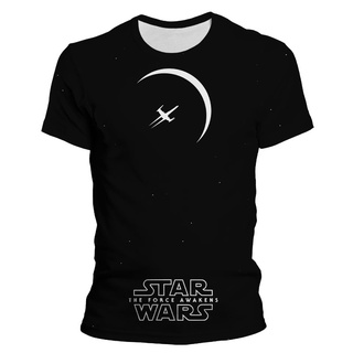 เสื้อยืดลําลอง แขนสั้น คอกลม พิมพ์ลายโลโก้การ์ตูนดิสนีย์ Star Wars 3 มิติ สําหรับผู้ชาย และผู้หญิง