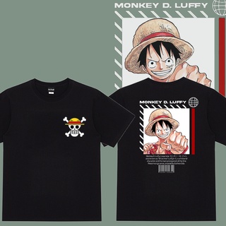 เสื้อยืดผ้าฝ้ายพิมพ์ลายแฟชั่น เสื้อยืดแขนสั้น ผ้าฝ้าย พิมพ์ลายอนิเมะ One Piece Monkey D Luffy แฟชั่นสําหรับผู้ชาย