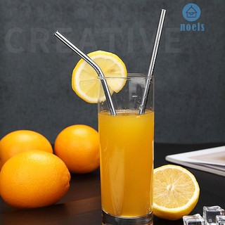 🍭noel🍭5pcs Reusable Stainless Steel Drinking Straw+Cleaner Brush Coffee Tee Tool(In stock)