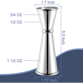 จิกเกอร์ 1oz-2oz จิกเกอร์สเเตนเลส ถ้วยตวงสแตนเลส ถ้วยผสมเหล้า อุปกรณ์ เบเกอรี่ อุปกรณ์บาร์