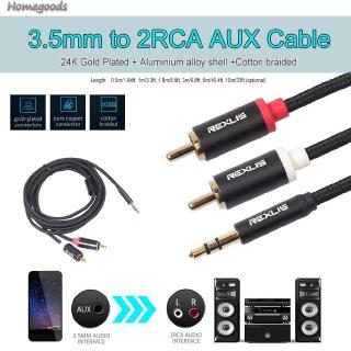 Good Shop❁3.5mm Jack Male to 2 RCA Cotton Braided Aux Cable Theater Speaker Jack Male Speaker