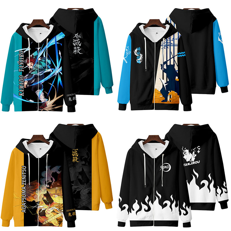 เสื้อกันหนาวฮู้ดดี้ Demon Slayer Cosplay Tanjirou Nezuko Zenitsu