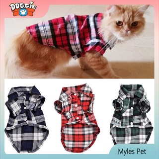 ★〓Myles Pet〓★สัตว์เลี้ยงเสื้อลายสก๊อตเสื้อยืดสุนัขแมวเสื้อแขนสั้นสุนัขขนาดเล็กเสื้อยืดนุ่มระบายอากาศฤดูร้อน แมวเสื้อผ้าและอุปกรณ์แต่งตัวสำหรับสุนัข