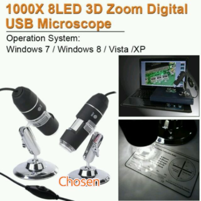 Microscope USB Endoscope กล้องไมโครสโคป usb กล้องจุลทรรศน์ดิจิตอล 1000x [Window]