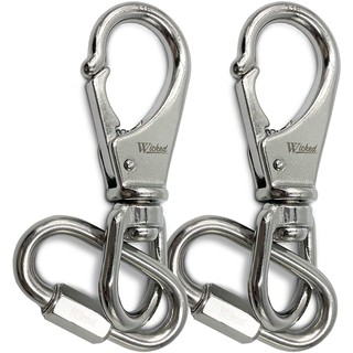 Wicked - ขอเกี่ยวพร้อมห่วงล็อค อย่างดี ไม่เป็นสนิม Scuba 316 Stainless Steel Swivel Snap Hook 3 1/2" (M5) SNAP 3.5 นิ้ว