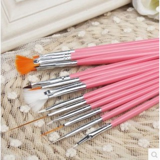 พู่กัน พู่กันเซ็ท พู่กันไล่สี อุปกรณ์ตกแต่งเล็บ เกลี่ยเจลต่อเล็บ nail brush ชุดพู่กันทำเล็บ 15ชิ้น พู่กันเพ้นท์เล็บ