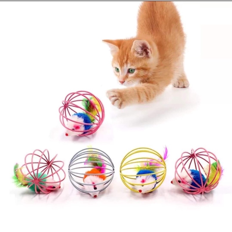 บอลกรงหนูบอลของเล่นแมว (คละสี)