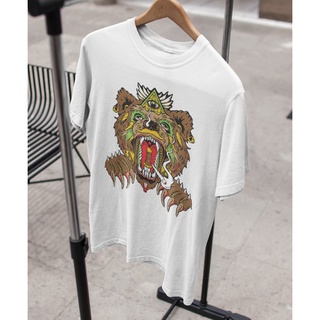 คอตต้อนคอกลมเสื้อยืด Unisex รุ่น Illuminati Bear T-Shirt สวยใส่สบายแบรนด์ Khepri 100%cotton combผ้าคอตต้อนพรีเมียมรีดทับ