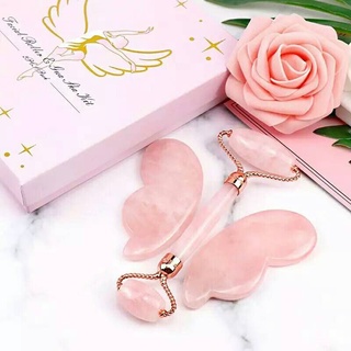 ส่งฟรี❤ Set 3 ชิ้น ที่นวดหน้ารักษ์โลก กัวซาหยกแท้ค่ะ กัวซาโรสควอตซ์ Rose Quartz ʚɞ ช่วยกระชับรูขุมขน ลดริ้วรอย ช่วยลดบวม