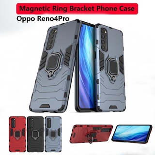 เคสไฮบริด มีแหวนตั้งได้ เคสกันกระแทก Oppo Reno 4 Pro Reno4 Pro Reno4Pro เคสแข็ง เคสยืนกันชน เคสแฟชั่น เคสปก Phone Case Hard Back Cover Shell