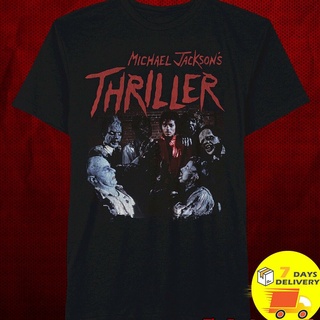 [100% Cotton] เสื้อยืดลําลอง ผ้าฝ้าย แขนสั้น พิมพ์ลาย michael jackson thriller 1982 zombie สไตล์วินเทจ เรโทร พลัสไซซ์ สี