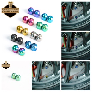 Flawless-Ti Titanium Bolts Circle Valve Stem Cap Rim Cap 2pcs a pair