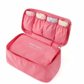 กระเป๋าใส่ชุดชั้นในเพื่อการเดินทาง(รุ่นใหม่ป้ายยาง)สีชมพูอมส้ม (Peach Pink ; Travel Underwear Pouch)