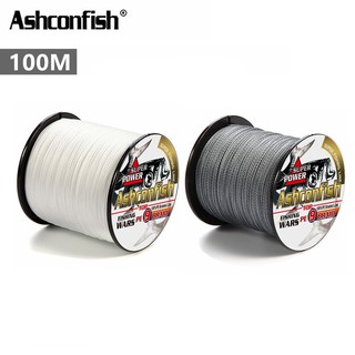 Ashconfish สายเอ็นตกปลา PE แบบถัก ยาว 100 เมตร 9 เส้น X9 สีขาว สีเทา