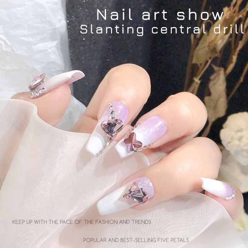 Rou Bao เพชรคริสตัล พลอยเทียม รูปหัวใจ สําหรับตกแต่งเล็บเจ้าสาว 10 ชิ้น - รูปที่ 4